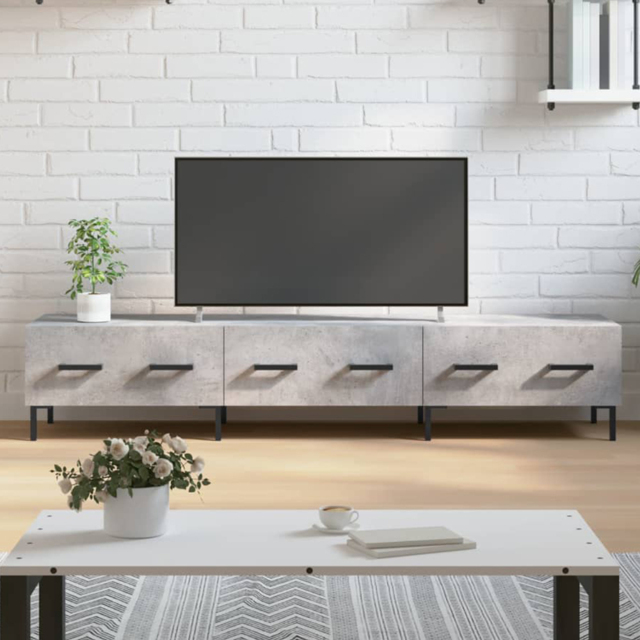 vidaXL 3 Drawer Concrete Grey TV Cabinet - Size: 30 x 150 x 36cm - Wilko - image 1