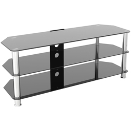 AVF Classic Chrome and Black Glass Corner TV Unit - Size: 42 x 125 x 50cm - Multi - Wilko - thumbnail 3