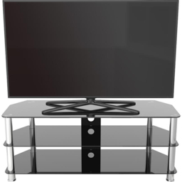 AVF Classic Chrome and Black Glass Corner TV Unit - Size: 42 x 125 x 50cm - Multi - Wilko - thumbnail 7