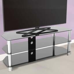 AVF Classic Chrome and Black Glass Corner TV Unit - Size: 42 x 125 x 50cm - Multi - Wilko