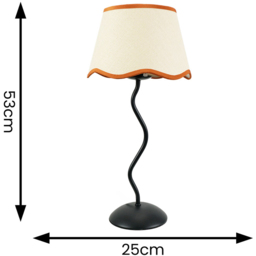 ValueLights Wiggle Linen Scallop Rust Edge Shade Black Metal Stem LED Table Lamp - Wilko - thumbnail 7