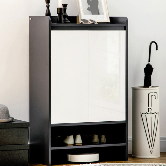 Portland 2 Door Grey and White Shoe Cabinet - Wilko - image 1