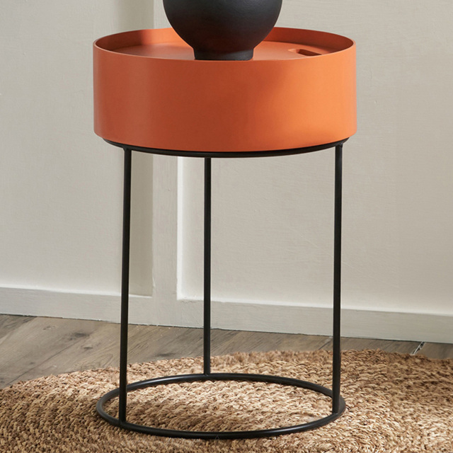 Pacific Lifestyle Hugo Tobacco Wood Veneer and Black Metal Storage Table - Orange - Wilko - image 1