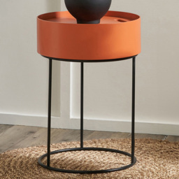 Pacific Lifestyle Hugo Tobacco Wood Veneer and Black Metal Storage Table - Orange - Wilko