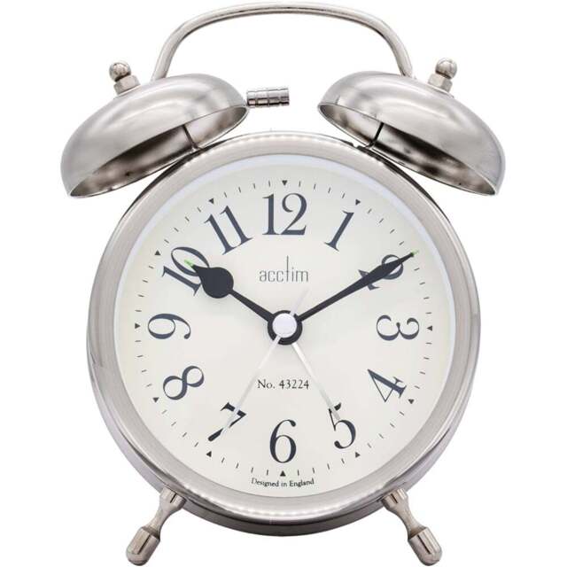 Acctim Pembridge Antique Brass Double Bell Alarm Clock - Size: 5 x 10.5 x 12.5cm - Gold - Wilko - image 1
