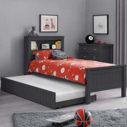 Julian Bowen Maine Anthracite Bookcase Bed with Underbed - Size: Single - Grey - Wilko - thumbnail 1