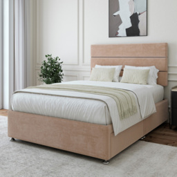 Bedmaster Super King Size Mink Naples Velvet 2 Drawer Divan Base with Milan Headboard - Brown - Wilko