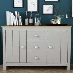 Lexington 2 Door 3 Drawer Grey Sideboard - Size: 77 x 119 x 40cm - Wilko - thumbnail 1