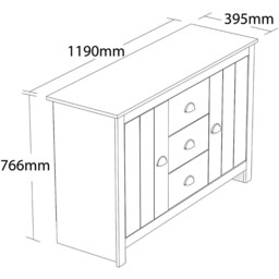 Lexington 2 Door 3 Drawer Grey Sideboard - Size: 77 x 119 x 40cm - Wilko - thumbnail 3