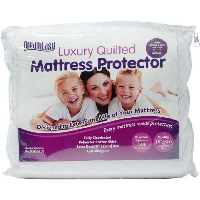 DreamEasy Small Double White Quilted Mattress Protector - Wilko - image 1