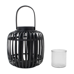 JVL Luna Black Natural Bamboo Lantern with Handle 2 Pack - Size: 25 x 23.5 x 23.5cm - Wilko - thumbnail 5