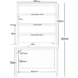R White Cabinets 6 Shelf Home Office Desk with Hutch Grey - Size: 182.8 x 85 x 54cm - Wilko - thumbnail 6