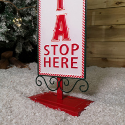 Samuel Alexander Red and White Santa Stop Here Sign Christmas Decoration 86cm - Size: 86 x 22 x 22cm - Wilko - thumbnail 5