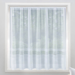 Tyrone Textiles Hudson White Horizontal Stripe Pocket Header Net Curtain 200 x 91cm - Size: 91 x 200 x 1cm - Wilko - thumbnail 1