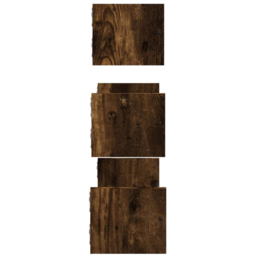 vidaXL Set of 3 Smoked Oak Wooden Wall Shelf with Bars - Size: 14 x 80 x 16cm - Brown - Wilko - thumbnail 6
