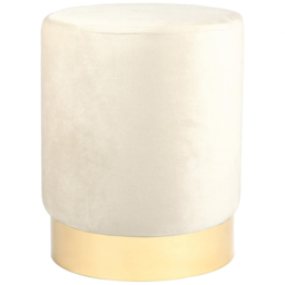 Harbour Housewares Cream Velvet Round Pouffe - Size: 36 x 29 x 29cm - Wilko - thumbnail 3