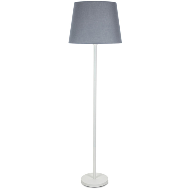 ValueLights Charlie Grey Tapered Shade White Floor Lamp and Bulb - Size: 148 x 45 x 45cm - Wilko - image 1