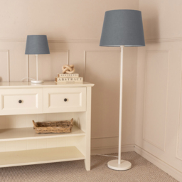 ValueLights Charlie Grey Tapered Shade White Floor Lamp and Bulb - Size: 148 x 45 x 45cm - Wilko - thumbnail 4