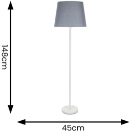 ValueLights Charlie Grey Tapered Shade White Floor Lamp and Bulb - Size: 148 x 45 x 45cm - Wilko - thumbnail 7