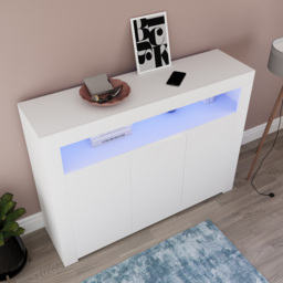 VIDA DESIGNS Nova 3 Door White LED Sideboard - Size: 35 x 130 x 97cm - Wilko - thumbnail 6