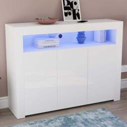 VIDA DESIGNS Nova 3 Door White LED Sideboard - Size: 35 x 130 x 97cm - Wilko - thumbnail 1
