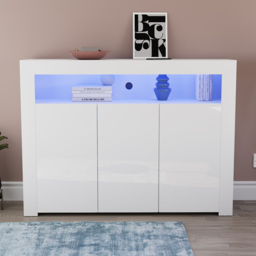 VIDA DESIGNS Nova 3 Door White LED Sideboard - Size: 35 x 130 x 97cm - Wilko - thumbnail 7