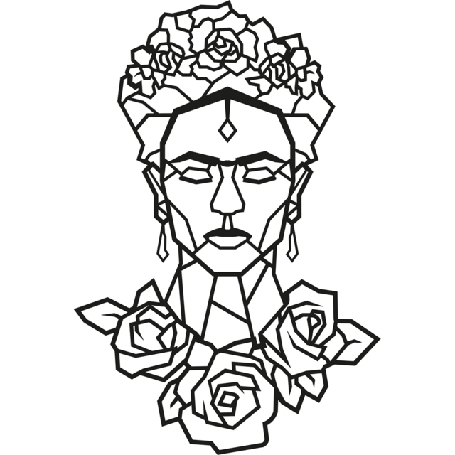 Decortie Black Metal Frida Rose Wall Art - Size: 60 x 41 x 0.15cm - Wilko - image 1