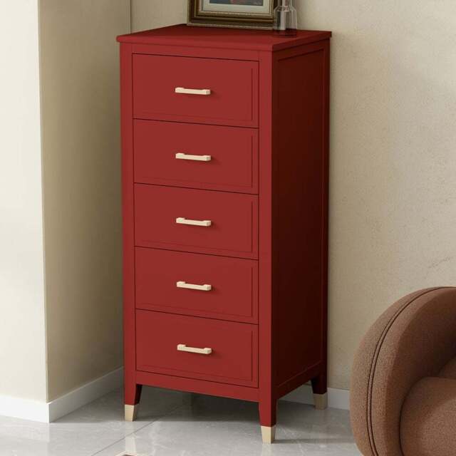 Palazzi 5 Drawer Red Narrow Chest of Drawers - Wilko - image 1