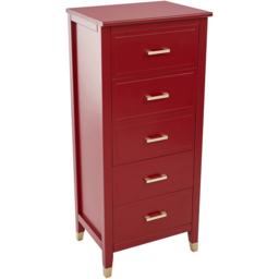Palazzi 5 Drawer Red Narrow Chest of Drawers - Wilko - thumbnail 3