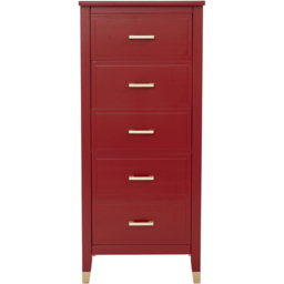 Palazzi 5 Drawer Red Narrow Chest of Drawers - Wilko - thumbnail 4