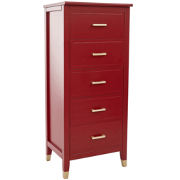Palazzi 5 Drawer Red Narrow Chest of Drawers - Wilko - thumbnail 5