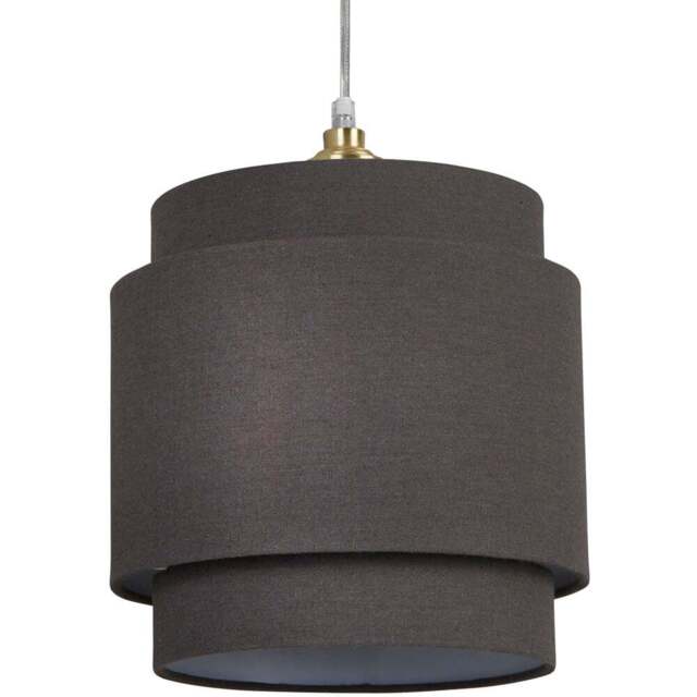 Lighting Collection Underwood 2-Tier Charcoal Grey Linen Ceiling Shade 20cm - Size: 26.5 x 26.5 x 26.5cm - Wilko - image 1