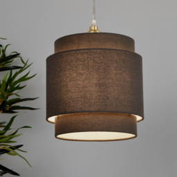 Lighting Collection Underwood 2-Tier Charcoal Grey Linen Ceiling Shade 20cm - Size: 26.5 x 26.5 x 26.5cm - Wilko - thumbnail 3