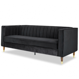 Home Detail Thomas 3 Seater Black Velvet Sofa - Wilko - thumbnail 3