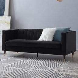 Home Detail Thomas 3 Seater Black Velvet Sofa - Wilko