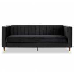 Home Detail Thomas 3 Seater Black Velvet Sofa - Wilko - thumbnail 4