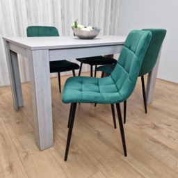 Portland 4 Seater Velvet Dining Set Grey and Green - Wilko - thumbnail 4