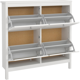 Florence Madrid 4 Flip Down Doors White Shoe Cabinet - Size: 24 x 102 x 102cm - Wilko - thumbnail 5
