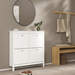 Florence Madrid 4 Flip Down Doors White Shoe Cabinet - Size: 24 x 102 x 102cm - Wilko - thumbnail 7