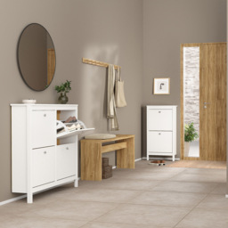 Florence Madrid 4 Flip Down Doors White Shoe Cabinet - Size: 24 x 102 x 102cm - Wilko - thumbnail 6