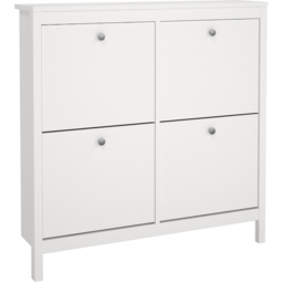 Florence Madrid 4 Flip Down Doors White Shoe Cabinet - Size: 24 x 102 x 102cm - Wilko - thumbnail 3
