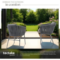 tectake Valeiras Dark Grey Rope Design Accent Chair Set of 4 - Size: 77 x 60 x 61cm - Wilko - thumbnail 5