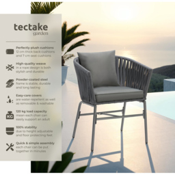 tectake Valeiras Dark Grey Rope Design Accent Chair Set of 4 - Size: 77 x 60 x 61cm - Wilko - thumbnail 7