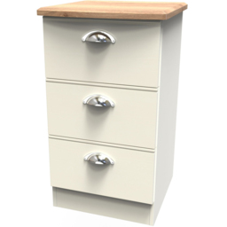 Crowndale Victoria 3 Drawer Cream Ash and Oak Bedside Cabinet - Wilko - thumbnail 5