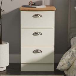 Crowndale Victoria 3 Drawer Cream Ash and Oak Bedside Cabinet - Wilko