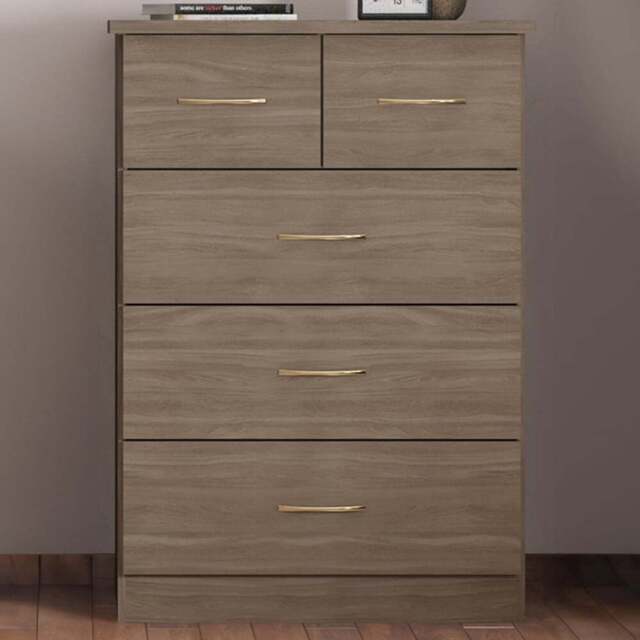Seconique Nevada 5 Drawer Rustic Oak Chest of Drawers - Brown - Wilko - image 1