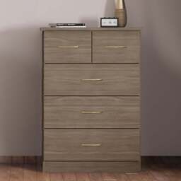Seconique Nevada 5 Drawer Rustic Oak Chest of Drawers - Brown - Wilko - thumbnail 6