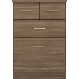 Seconique Nevada 5 Drawer Rustic Oak Chest of Drawers - Brown - Wilko - thumbnail 4