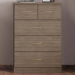 Seconique Nevada 5 Drawer Rustic Oak Chest of Drawers - Brown - Wilko - thumbnail 1