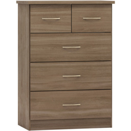 Seconique Nevada 5 Drawer Rustic Oak Chest of Drawers - Brown - Wilko - thumbnail 3